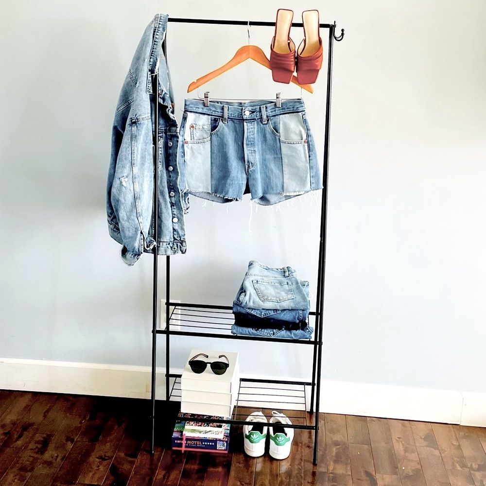 Levi’s Upcycled Denim Cutoff Jeans High Rise with 70’s Patchwork